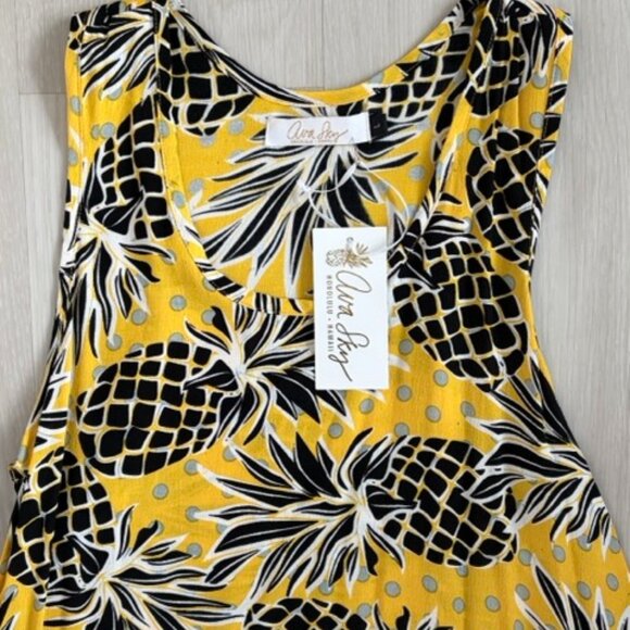 Ava Sky Honolulu Fighting Eel Pineapple Print Mini Dress NWT (Large) - Picture 1 of 4